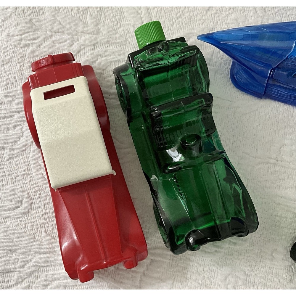 Avon Lot Of 5 Vintage Cars Schooner Blue Red Green EUC Collectible Colored Glass - Picture 5 of 5